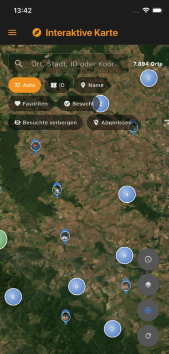 Lumap App Kartenansicht