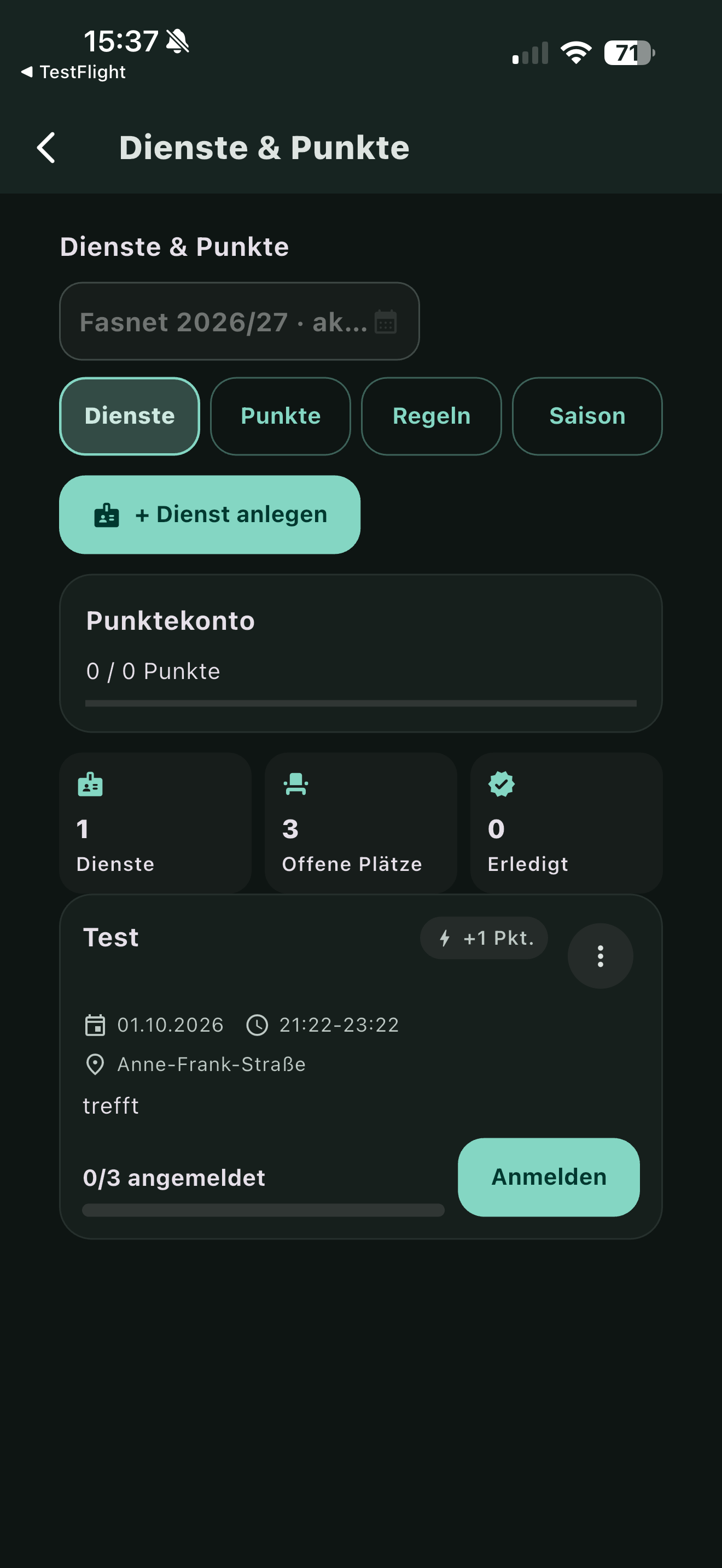 NarrenApp Dienste und Punkte